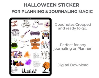 Stickervel Halloween: griezelige plannerstickers voor Goodnotes (digitale download)