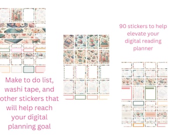 Reading Journal Stickers: Book Lover GoodNotes Planner (Digital Download)