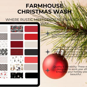 Farmhouse Christmas Washi Tape - Rustic Digital Washi for Planners, Journals, & Scrapbooks | Cozy Holiday Decor Accents&quot;