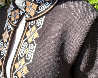 Boho-jas voor dames, zwarte katoenen geborduurde blazer, Oekraïense volksbovenkleding, etnische jas grote maten, boho-chique jas open voorkant