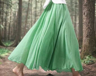 Falda maxi de lino - falda de feria renacentista, falda de hadas de lino, falda de lino Ren Faire