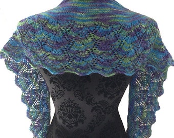 Daintree Shawl Scarf KNITTING PATTERN PDF by Christine Jones, intermediate knitting pattern, knit to sell, lace knitting pattern, shawlette