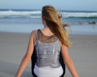 Castaway Tank Top KNITTING PATTERN PDF by Christine Jones, summer knitting, beach knit, boho knitted top, knitted singlet, woman's top