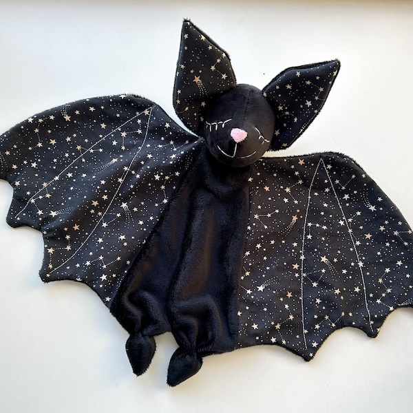 Bat lovey blanket, Halloween baby shower gift, bat plush