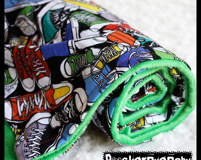 Converse Sneaker Baby or Toddler Blanket BRIGHT Rainbow Colored Girl