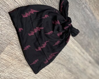 RockerByeBeanies black and hot pink fuchsia lightening bolts Newborn Baby knit skull cap hat beanie boy or girl