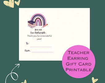 Teacher Earring Card Printable