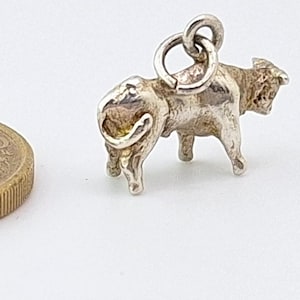 Bull  - Vintage Sterling Silver Charm / Pendant