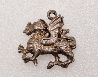 Welsh Dragon  - Vintage Sterling Silver Charm - Silver Charm Bracelet