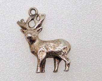 Stag with Antlers / Deer  - Vintage Sterling Silver Charm