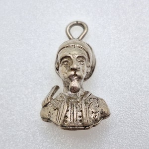 Solid Silver Head  - Vintage Sterling Silver Charm or Pendant