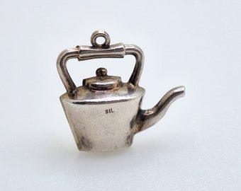 Fancy Tea Pot  - Vintage Sterling Silver Charm or Pendant