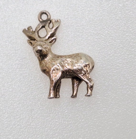 Stag with Antlers / Deer  - Vintage Sterling Silv… - image 1