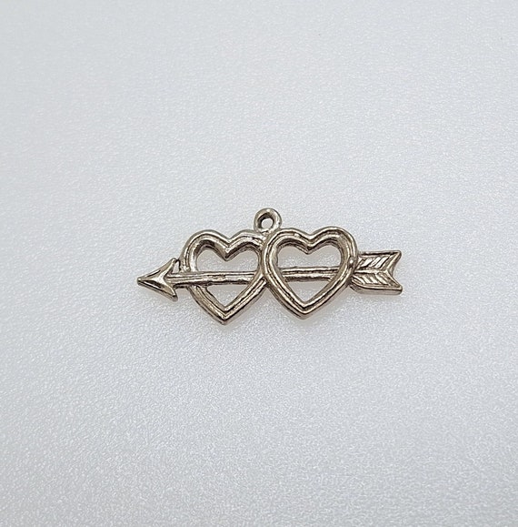 Entwined Hearts with Arrow  - Vintage Sterling Si… - image 1