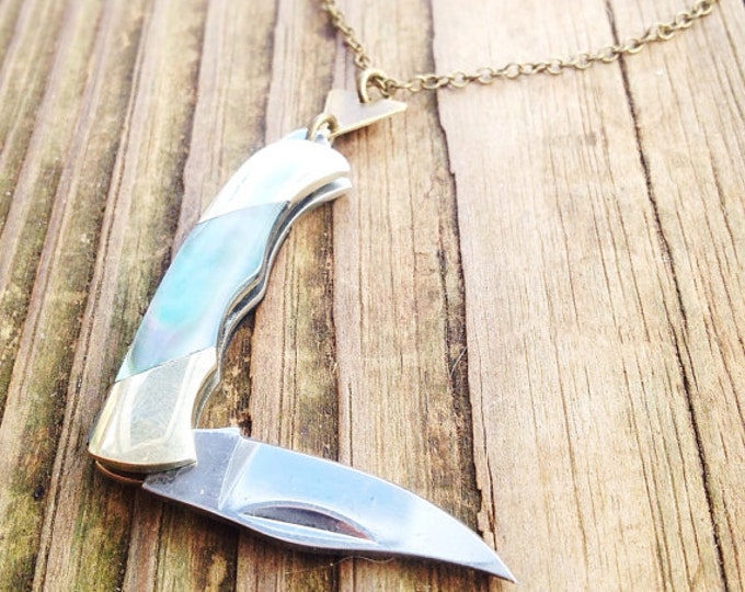 Mini Pocket Knife Necklace Pendant Mens Womens Unisex Etsy