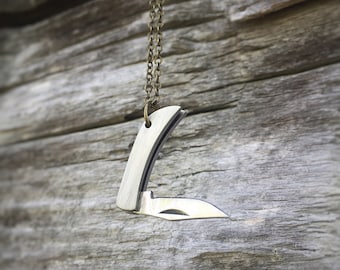 Collana con mini coltellino tascabile - Ciondolo con coltello funzionale più piccolo - Ciondolo con coltello utilitario minimale - Regalo unico con mini coltellino da donna