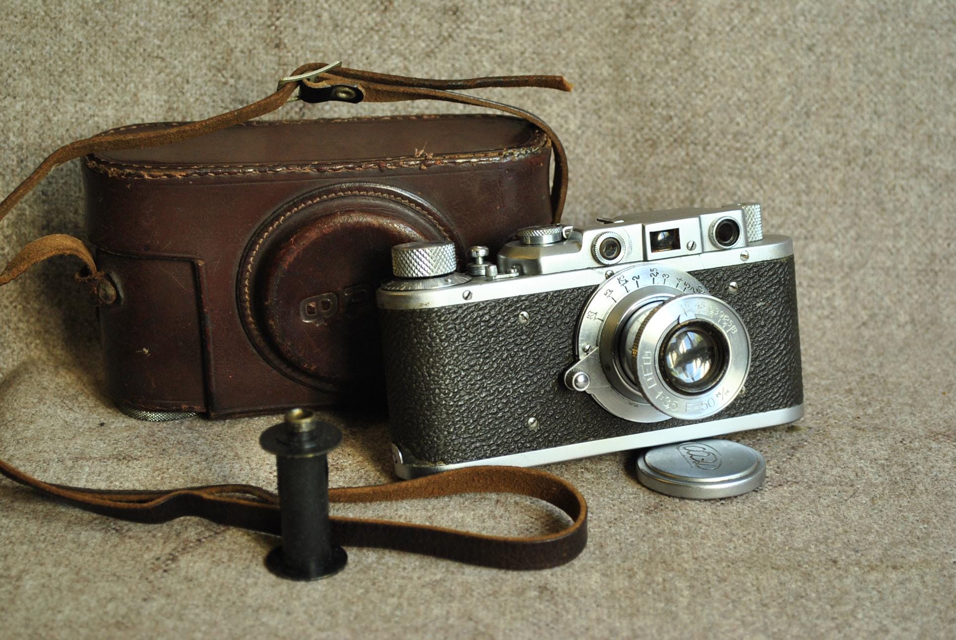 Vintage FED NKVD USSR 72634 Rangefinder Camera Lens Industar 10