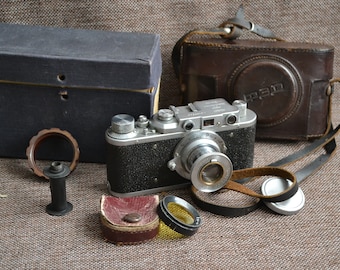 Vintage FED Berdsk Rangefinder camera USSR lens Industar 10 M39 Leica Mount