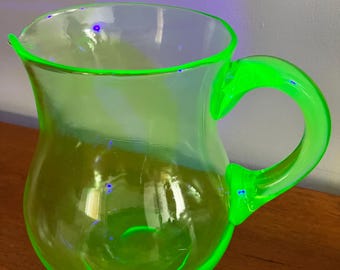 Uranium glass Art Deco hand blown jug.