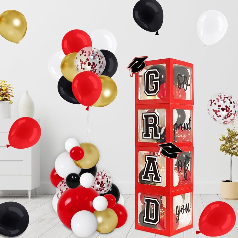 Graduation Decorations Class of 2024 Set of 4 Red Graduation Balloon ...