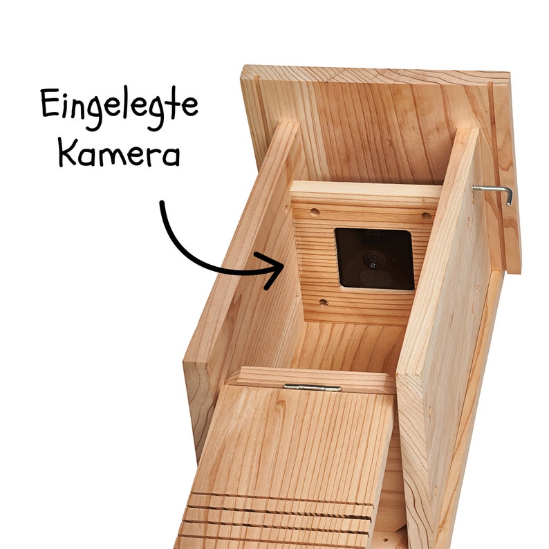 Caja nido para cámara Little Birds, casa para pájaros para cámara parpadeante, protección para gatos y pájaros carpinteros, casa para pájaros con cámara cámara no incluida imagen 2