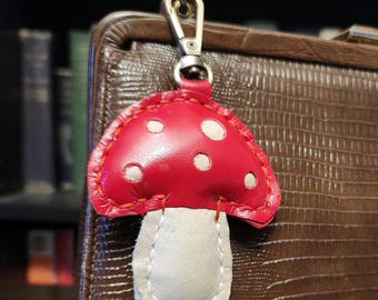 Leather Mushroom Bag Charm