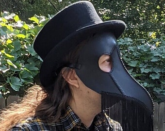 Fringed Leather Plague Doctor Mask