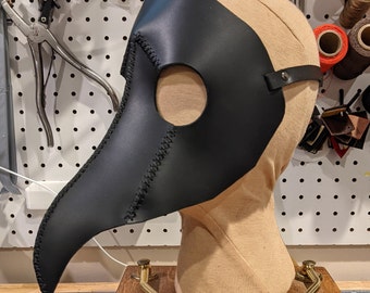 Black Leather Plague Doctor Half-Mask