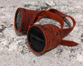 Red Leather Steampunk Goggles | Tinted Lenses