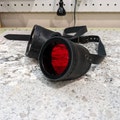 Black Leather Steampunk Goggles | Red Lenses