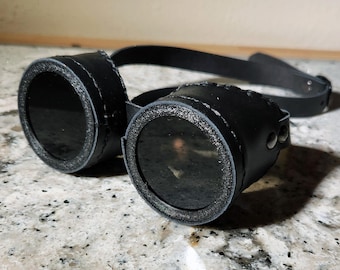 Black Leather Steampunk Goggles | Tinted Lenses