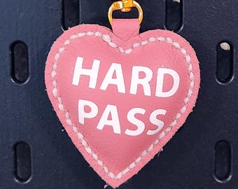 Hard Pass Leather Conversation Heart Bag Charm