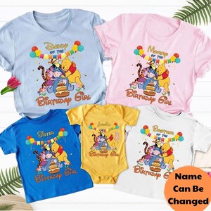 Winnie The Pooh Birthday Family Matching Shirt, Pooh Birthday Shirt, Dad Mom Sister Brother Shirt, Cartoon Tee, Birthday Gift For Girls