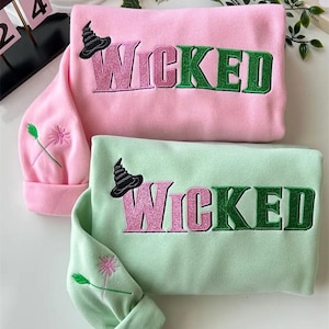 Wicked glitter geborduurd sweatshirt, Wicked Movie Musical Hoodie, Elphaba and Glinda-shirt, Defying Gravity-shirt, Wizard Of Oz-merchandise