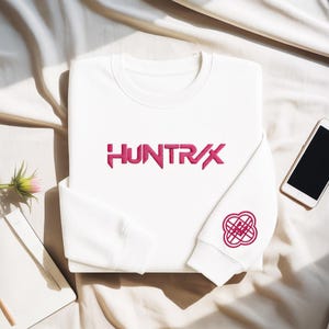 Huntrix Embroidered Sweatshirt, Kpop Demon Hunters Embroidery Hoodie, Saja Boys, Saja Girls, Rumi Mira Zoey Demon Hunters Tiger Shirt