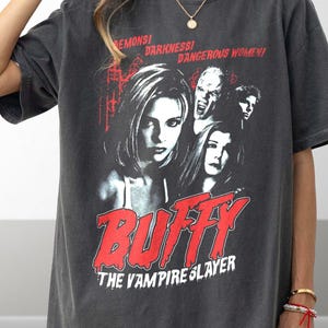 Camiseta Buffy, a Caça-Vampiros, Comfort Colors, Camiseta de Filme de Terror, Sunnydale Razorback, Camiseta Dingoes At My Baby Buffy, Sarah Michelle