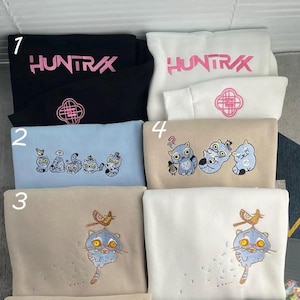 Huntrix Embroidered Sweatshirt, Demon Hunters Embroidery Hoodie, Huntrix Fan Shirt, Saja Girls Mira Rumi Zoey Shirt, Gift For Kpop Fan