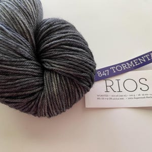 Malabrigo Rios Yarn - Tormenta - Grey and Black - Worsted #4 100% Superwash Merino Wool Yarn