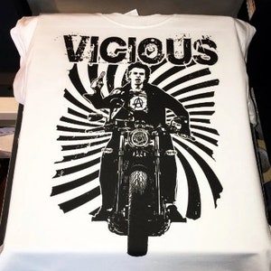 Vicious Punk Biker T-Shirt - Sid Anarchy Design - Bold Graphic Tee for Music Lovers