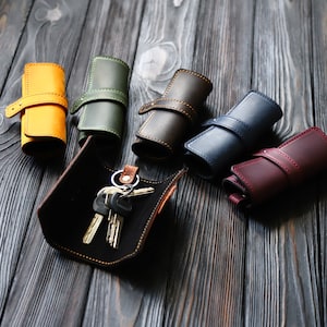 Llavero de cuero,Estuche para llaves,Estuche para llaves de cuero,Organizador de llaves,Cartera para llaves,Organizador de llaves de cuero,Llavero tipo billetera,Estuche para llaves de cuero