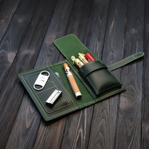 Gepersonaliseerde lederen sigarenetui Custom sigarenzakje Sigarentas Reizen leren sigarenzakje Sigarenaccessoires Heren cadeau kerstcadeau