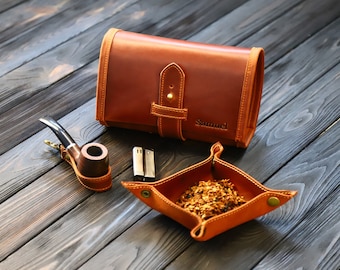 Leather pipe roll-pipe pouch-travel tobacco leather bag- personalized leather pipe case- smokers gift-smoking accessories-gift for man