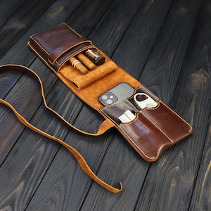 Portasigari in pelle personalizzato, regali per sposi e accessori per sigari, custodia per sigari in pelle personalizzata, custodia per sigari fatta a mano, humidor da viaggio
