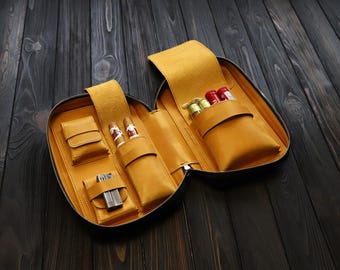 Leather Cigar Case , Custom Cigar Pouch, Personalized  Travel Humidor, Cigar Kit Holder, Premium Accessories, Christmas Gifts for Him
