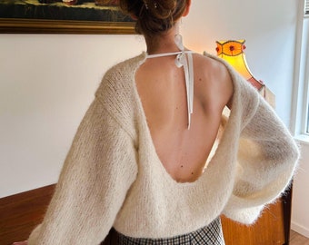 Sweater Knitting Pattern - Open Back Sweater - Easy Oversized Knit Pullover pattern - Beginner Friendly Open Back Vest Knitting Pattern