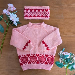 Apples n Hearts - Raglan Sweater Knitting Pattern for Kids - Norwegian Knitted Design