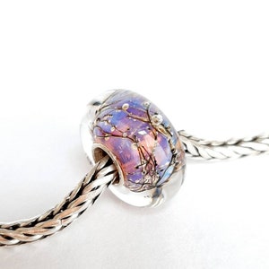 Luccicare Lampwork Bead SMALL CORE Purple Lotus Lined with Sterling Silver