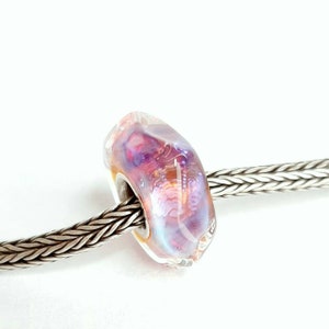 Luccicare Lampwork Bead SMALL CORE Purple Lotus Lined with Sterling Silver