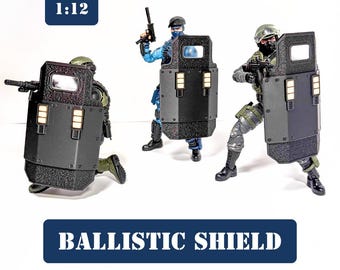 Ballistischer Schild im Maßstab 1:12 – Zubehör für Actionfiguren – GI Joe, Cobra, Valaverse, Mezco, Monster Force