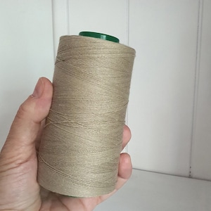 Natural Linen Thread Spool 1000 m hand & machine quilting sewing craft lace jewelry big linen spool by Art Shopa Craft